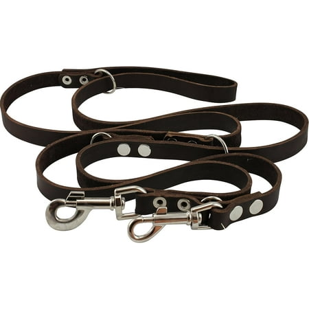 UPC: 0729440197544 | Brown 6 Way European Multifunctional Leather Dog Leash  Adjustable Schutzhund Lead 49 -94  Long  3/4  Wide (18 mm) Large