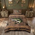 thumbnail image 3 of meiyoeat Wooden Fishing Bass Twin Duvet Cover for Men Boys, Brown Vintage Lodge Cabin Twin Bedding, Black Reversible, 2-Piece, 1 Duvet Cover and 1 Pillowcase, 3 of 6