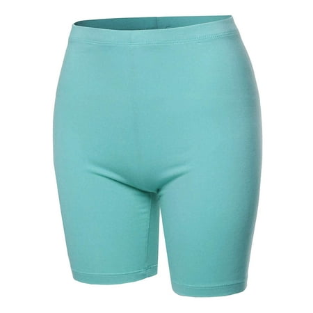 Blue Moon Cotton Shorts - Womens & Plus Basic Solid Cotton Mid Thigh High Rise Biker Bermuda Shorts