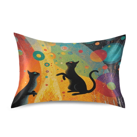 Two Cats Dancing Fantastic Sky Satin Pillowcase Envelope Design Pillow Covers 1 Pack Standard Size 20" x 26"