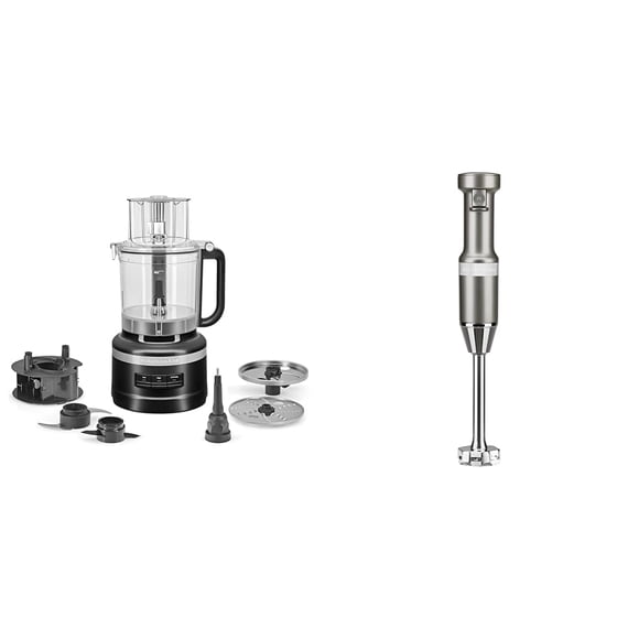 Procesador de alimentos KitchenAid de 13 tazas negro mate con batidora de mano