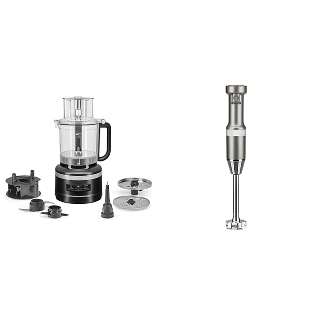 Procesador de alimentos KitchenAid de 13 tazas negro mate con batidora de mano
