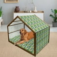 thumbnail image 2 of Aloha Pet House, Banana Leaves with Colorful Blossoms of Hawaiian Flowers Nature Theme Print, Outdoor & Indoor Portable Dog Kennel with Pillow and Cover, 5 Sizes, Multicolor, by Ambesonne, 2 of 4