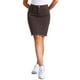 thumbnail image 1 of Faldas de mezclilla para mujer INSPIRE CHIC, desgastadas, de cintura alta, con dobladillo rasgado, faldas de jean lavadas con bolsillos en marrón, 1 of 5