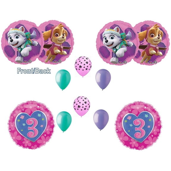 Skye and Everest 3rd Flowers Happy Birthday Party Balloons Decoration Supplies