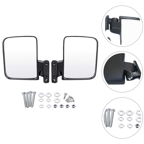 FUEENIRVA Black Rear View Mirror for Golf Cart Accessories Universal Fit Easy Installation Durable PP Glass 1 Set