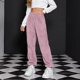 thumbnail image 4 of FAIWAD Kids Plush Pants Elastic Waist Solid Color Fleece Joggers Boys Girls Soft Warm Loungewear, 4 of 8