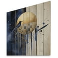 thumbnail image 2 of Designart "Abstract Circle Texture in Dark Blue and Gold IV" Modern Geometric Print on Natural Pine Wood, 2 of 5