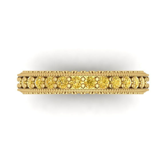 1.44 ctw Wedding Band for Women - 18K Yellow Gold Simulated Yellow Diamond Stackable Eternity Ring