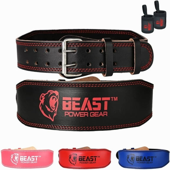 Weight Lifting Belt 4inch Leather Belt With Free Wrap - Foam Padded Back Support Gym Belt for weightlifting, Bodybuilding Men & Women