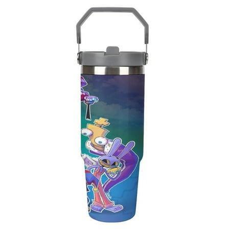 

The Amazing Di_gital Cir_cus Anime 30oz Stainless Steel Vacuum Insulated Tumbler with Lid And Straw for Water Insulated Water Bottle Fits in Any Car Cup Holders Double Wall Insulated Tumbler Leakpro