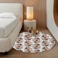 thumbnail image 2 of Orange Floral Round Area Rug 8Ft Washable Large Circle Rugs for Living Room Dorm, Abstract Watercolor Flower Leaf Plant Non-Slip Carpet Floor Mats Indoor Outdoor Carpet Runner Aesthetic Home Decor, 2 of 8