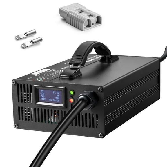 KFFKFF Forklift Battery Charger, 24V, 30A Intelligent Fully-Automatic Charger for Lead-Acid Battery, 24 Volt Gradual Charger with Anderson Connector, Ventilation Fan, OLED Screen