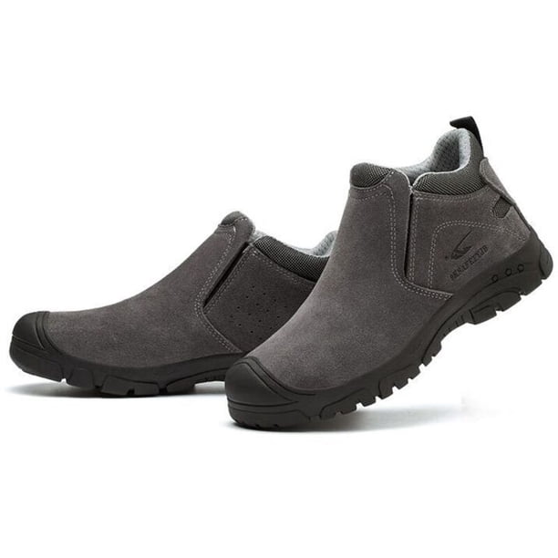 Slip-on Welding Safety Shoes - Non-slip Rubber Sole - Abrasion Resistant Anti-scald Work Shoes for Welders - Grey - 41EU.