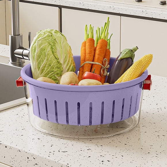 Ouble-layer Plastic Washing Basin Multi-functional Living Room Basket Kitchen Artifact Household Fruit Washing Fruit Vegetable Basket