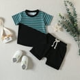 thumbnail image 2 of TOWED22 Toddler Baby Boy Summer Outfit Funny Letter T-Shirts Top Shorts Set Infant Boy Summer Clothes 6 12 18 Months 2T 3T(Black,0-6 Months), 2 of 9