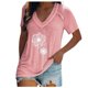 thumbnail image 2 of ICHUANYI Clearance Fashion Woman Causal V-Neck Printing Blouse Short Sleeve T-Shirt Summer Tops(Pink, M) ICHUANYI WER2023081112621, 2 of 6