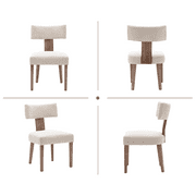 Guyou Dining Chairs Set of 4, Mid-Century Modern Linen Upholstered Kitchen Chairs with Curved Backrest, Wooden Side Chairs for Dining Kitchen Living Room Bedroom, Beige