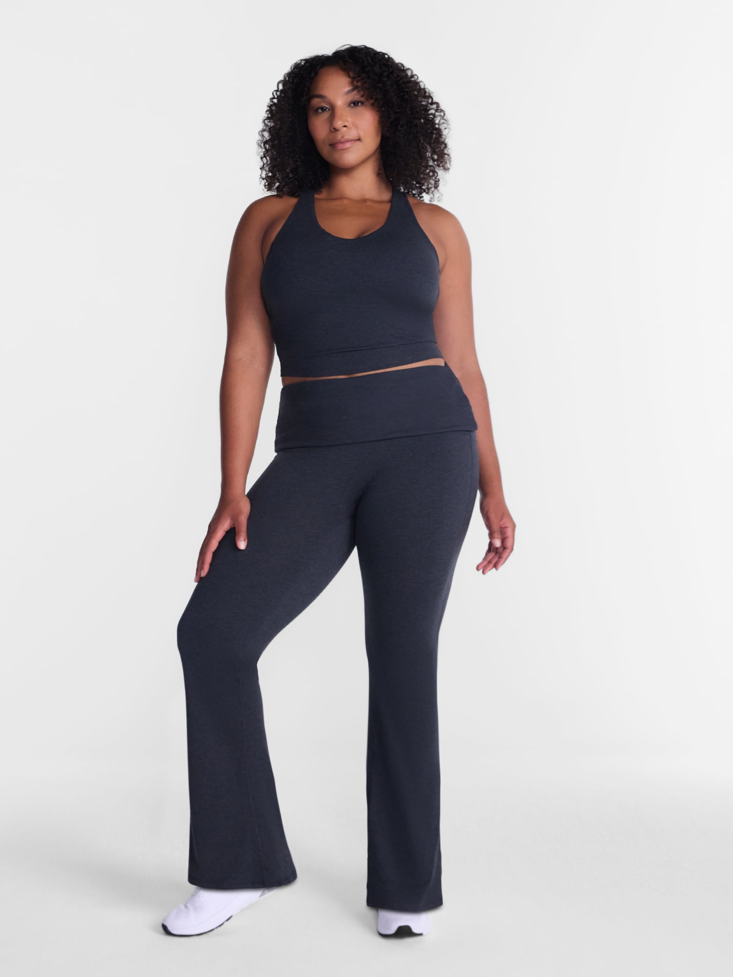 Athletic Works Women's ButterCore Flare Leggings with Fold Over Waist, 31" Inseam, Sizes XS-XXL