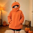 thumbnail image 6 of Halloween Hoodies for Women Pumpkin Mask Oversized Sweatshirt halloween pumpkin costume Hoodie Oversized Wearable Blanket with long sleeve Cozy Plush Pocket Hood, 6 of 9