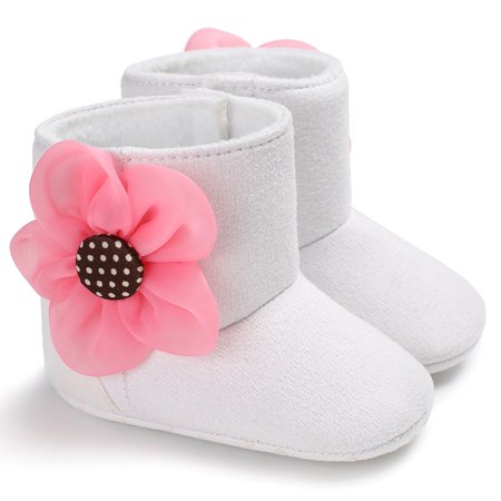 

Binpure Baby Girl High Top Winter Non Slip Comfortable Flower Snow Boots