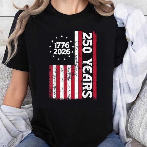 100% Cotton 250 Years America Independence Day 1776 2026 Usa Flag Patriotic T-Shirt For Men Women Celebrate United States Bicentennial Anniversary