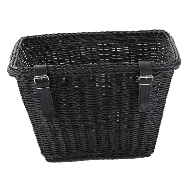 Cesta para Bicicleta, Cesta para Manillar Delantero de Bicicleta, Cesta para , Cesta Tejida Impermeable con 2 Correas, Cesta para Ciclismo Negro