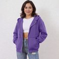 thumbnail image 4 of WTOBBY Women's Off Shoulder Zipper Hoodie Sweatshirt Fashion Clothing Casual Jacket, Modern Cropped Style with Front Pocket and Comfortable Streetwear Look,Purple XL, 4 of 5