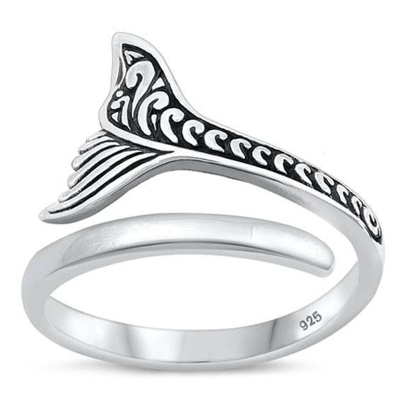 Wholesale Whale Tail Ring .925 High Spoon Sterling Silver Band Jewelry Female Male Unisex Size 5