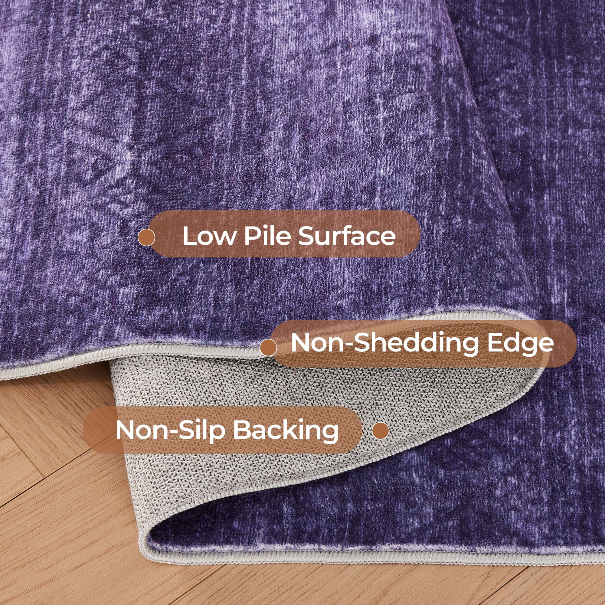 8x10 Modern Abstract Rugs Washable Non-Slip Ombre for Living Room Bedroom Study Room-Purple