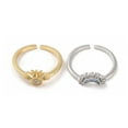 thumbnail image 2 of 2pcs 2 style Cubic Zirconia Open Cuff Rings set Sun & Moon Matching Couple Rings Platinum & Golden Inner Diameter: 17~17.5mm 1pc/style, 2 of 6