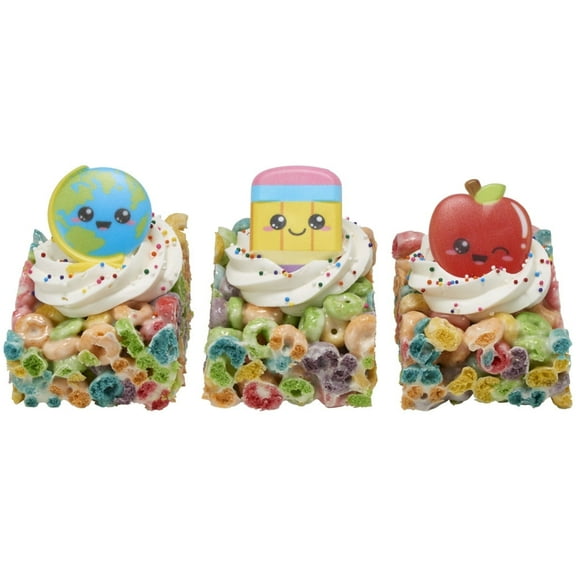 Kawaii Back to School Cupcake Rings – 12 pcs Classroom Party Dessert Toppers