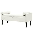 thumbnail image 5 of Armed Indoor Storage Bench With 2 Round Pillows, 47 inches Ottoman with Storage, Velvet Bench Safety Hinge Ottoman Armrest, Large Storage Bench,for Bedroom Living Room Porch Entryway,White, 5 of 9