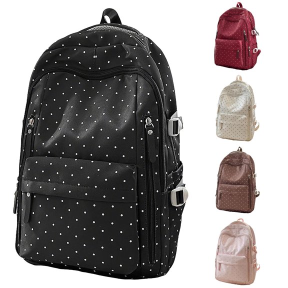 WAYUTE Kids Backpack Children Large Capacity Back to School Backpack Polka Dot Print Compartment and Zip Up Design Lightweight Bookbag Casual School Activities