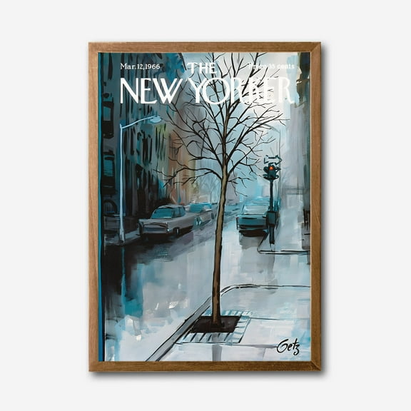 Urban Rainy Day New Yorker Magazine Cover Canvas Wall Art March 12, 1966 Edition