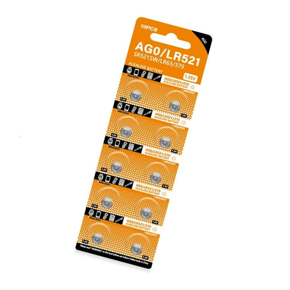 Yammee 10Pcs AG0 Button Cell Batteries 1.55V SR521SW LR521 SR521 AG521 S521E 521A