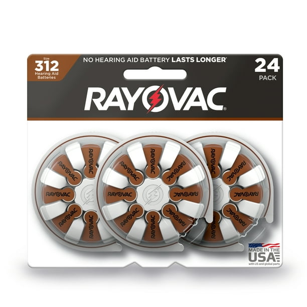 Rayovac Hearing Aid Batteries Size 312, Brown Tab (24 Count) Walmart