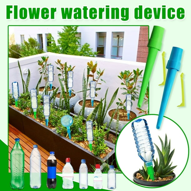 Fiudx Picos de Riego Automático para Plantas, Velocidad de Goteo Ajustable, Fácil Instalación, Gran Capacidad, Riego Automático para Plantas de Interior y Exterior, Listos para Vacaciones, Plástico D