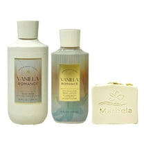 Bath & Body Works Vanilla Romance Body Wash and Body Lotion Duo Set with a Wild Jasmine Bar Soap - Full Size