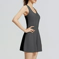 thumbnail image 5 of Tank Dresses for Women with Built in Shorts & Bra Casual Sleeveless V-Neck Tennis Dress Sport Going Out Exercise Mini Dresses with Zipper Gray M, 5 of 7