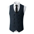 thumbnail image 2 of VBTAPA Double Breasted Suit Vest Men Business Casual Button Down Waistcoat Slim Fit Suit Vests for Wedding Groomsmen Navy XS, 2 of 7