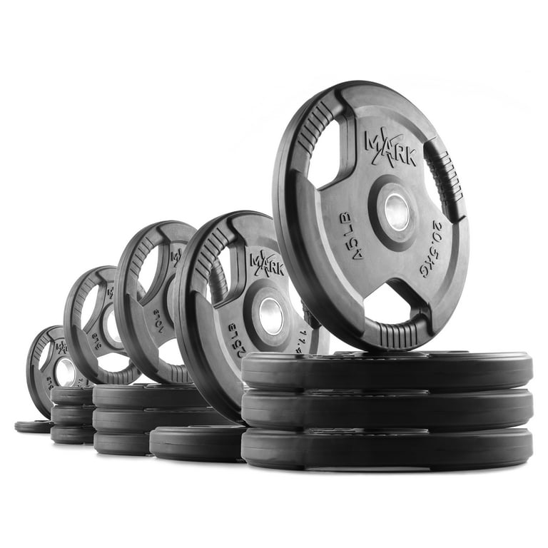 Nathaniel Ward iets mentaal XMark Rubber Coated Tri-grip Olympic Plate Weights - 295 lb. Set -  Walmart.com