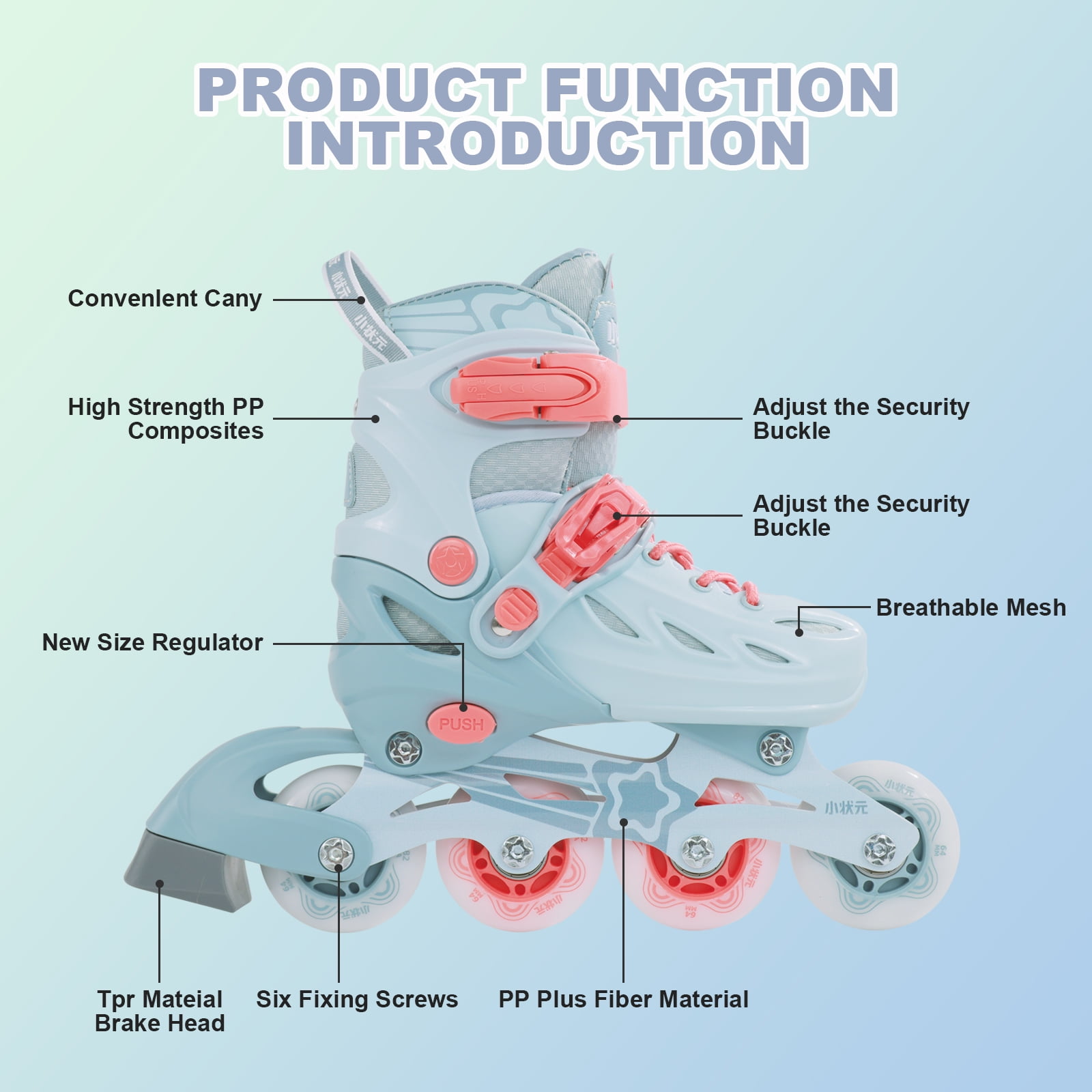 Adjustable Inline Skates with Light up Wheels, Outdoor Roller Skates for Kids Girls Boys Youth Beginners (Medium, Light Blue)