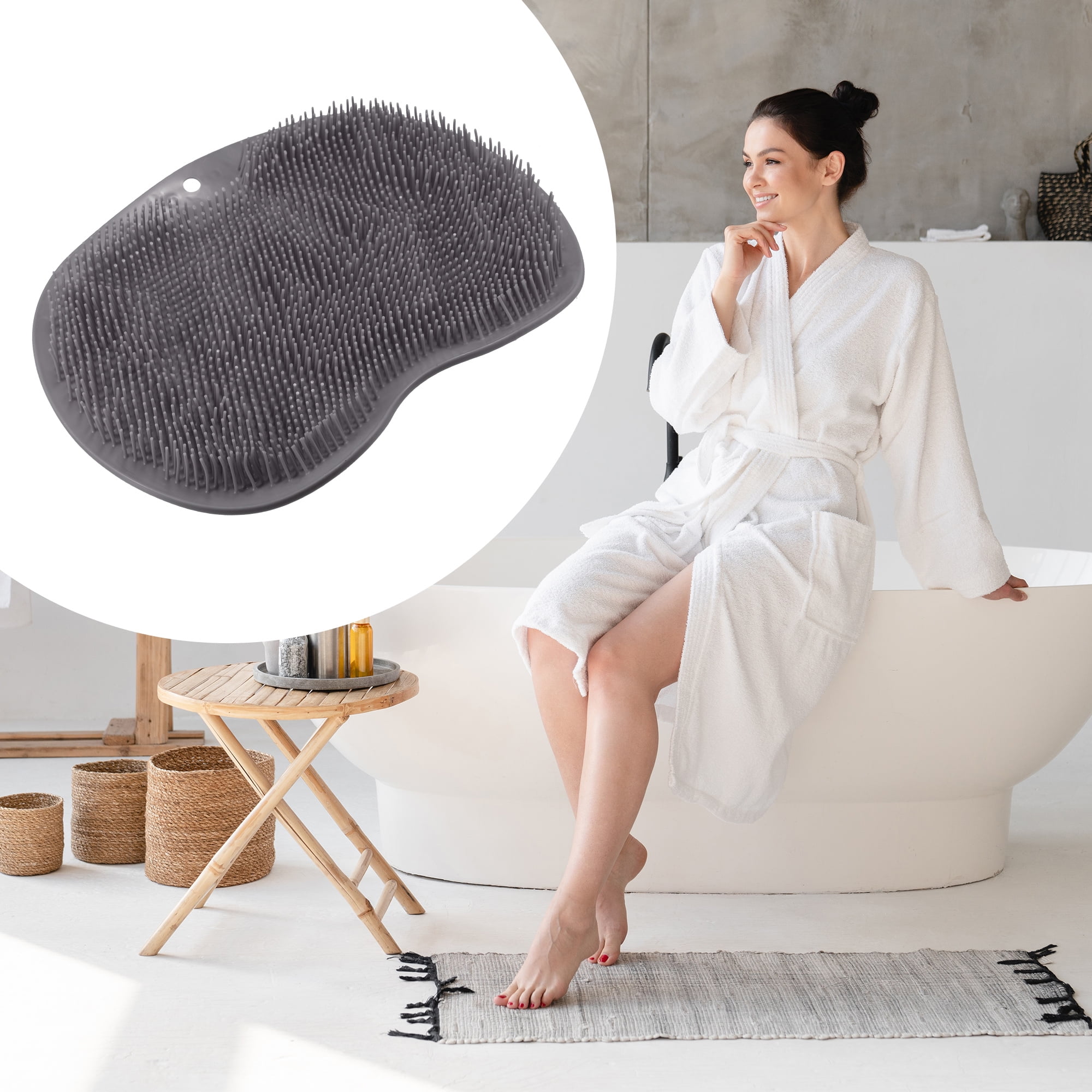 Unique Bargains Foot Clean Massager Scrubber with Suction Cups 11.81"x9.84" Gray