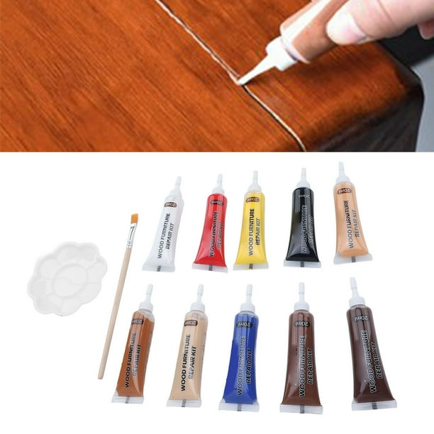 Kit De Reparación De Rayones De Masilla Para Madera, Kit De Reparación De Muebles De Madera Portátil Individual De 20 Ml De Capacidad Compacto 10 Colores Básicos Para
