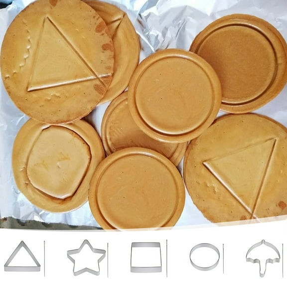 Set of 15 Korean Sugar Candy Making Tools Squid Sugar Game Kit Stainless Steel Cookie Cutters Sugar Cookie Umbrella Triangle Star Round Cake for Party Holiday