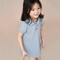 thumbnail image 3 of HUANBAI Girls Summer Dress Casual Collar Plain Color Loose Fit Comfortable Daily Wear Outfit For Toddler Kids Age 1 13 Years Princess Maxi Dress 10-11 Years, 3 of 9