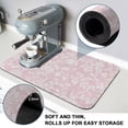 thumbnail image 4 of Pink Flower Dish Drying Mats for Kitchen Counter, Pastoral White Plant Petal Leaf Rustic Linen Absorbent Coffee Bar Mat with Non-slip Rubber Backed Quick Drying Dish Rack Pad 16"x24", 4 of 9