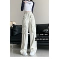 thumbnail image 2 of New American style workwear pants for women jeans for women in spring and autumn high waisted slimming straight leg loose casual wide leg pants, 2 of 14