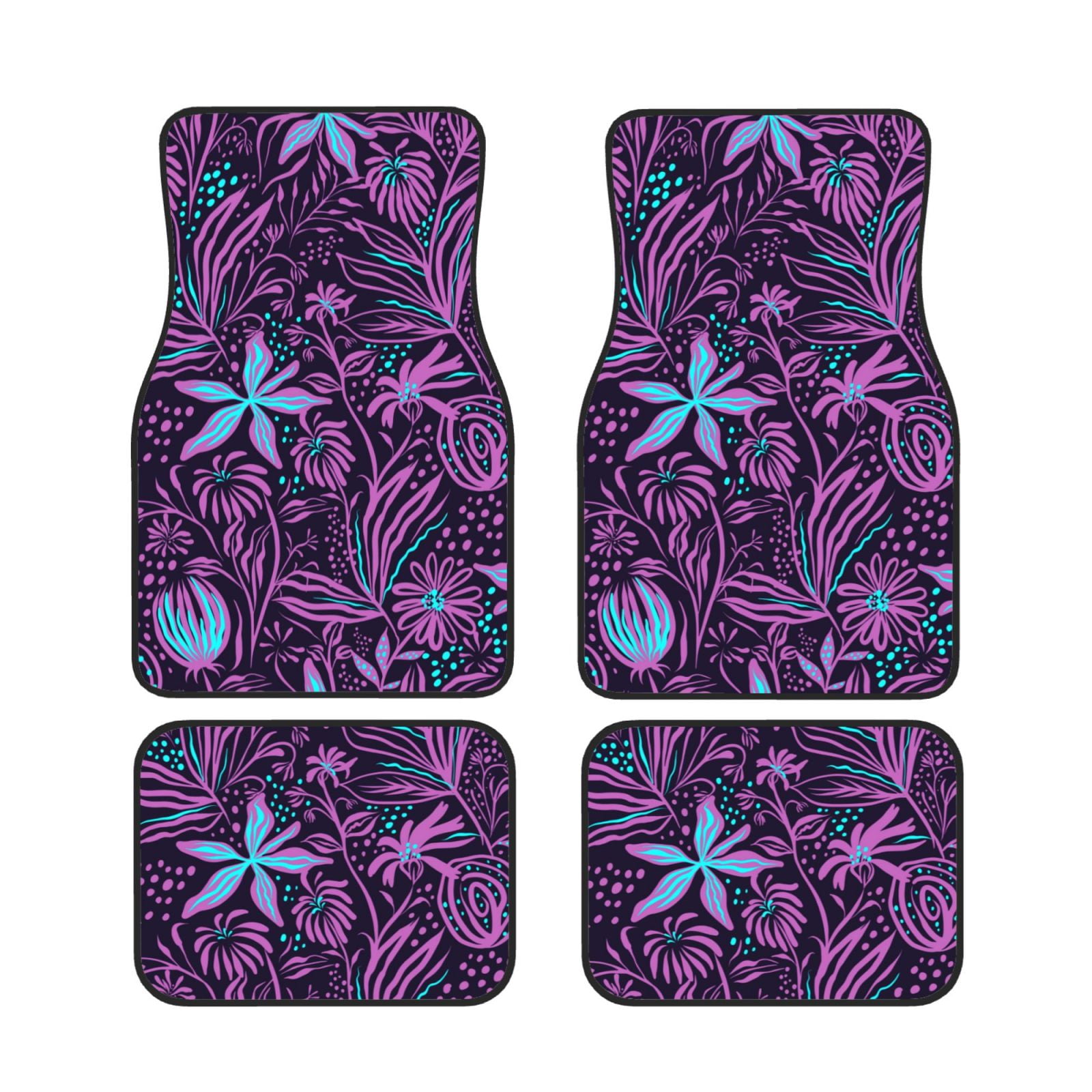ZNDUO Waterproof Nonslip Car Floor Mats, Purple Flower Texture Pattern